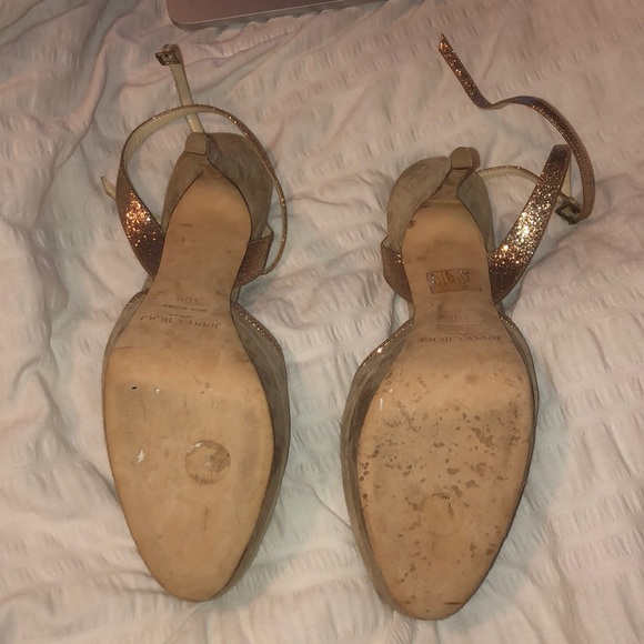 Jimmy Choo ankle strap suede nude heels - Picture 2 of 4